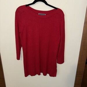 Karen Scott Womens 3/4 Sleeves Scoop Neck Sweater Top Red Medium
